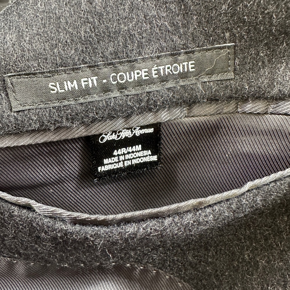 Saks Fifth Avenue Blazer 44R Mens Gray Wool Blend Two Button Sport Coat Business - Picture 13 of 13